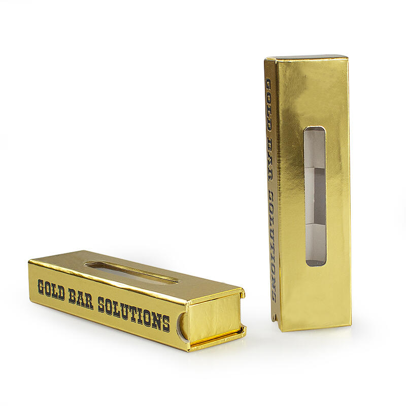 Customized gold bar vaping pen paper package drawer box with window and insert