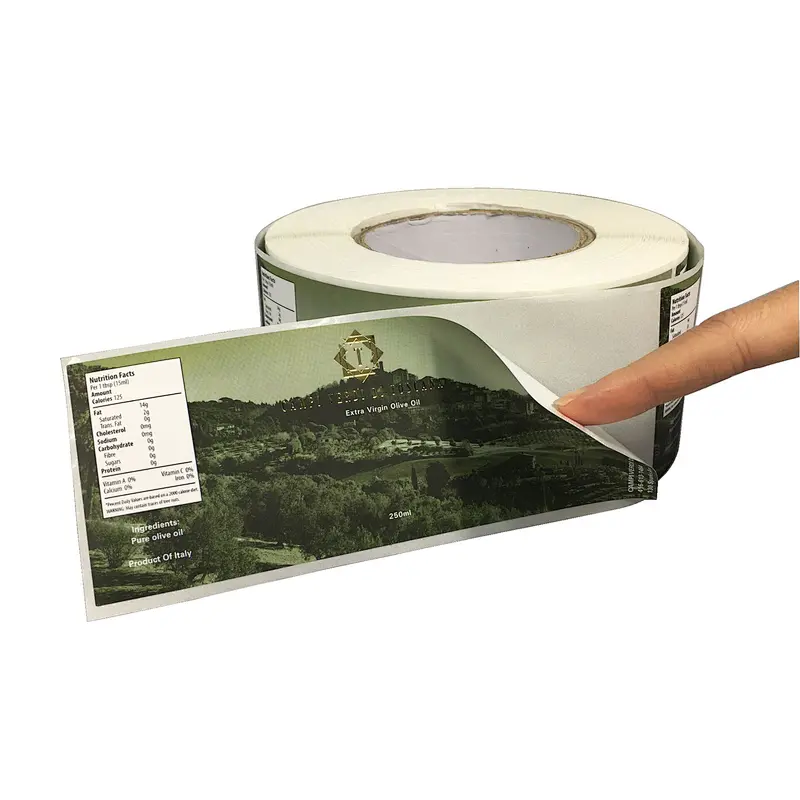 matt lamination adhesive roll package label with logo gold stamping