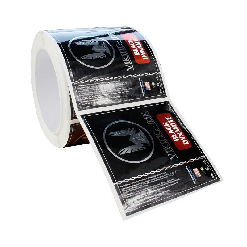 silver foil logo stamping printed package adhesive label for bottle
