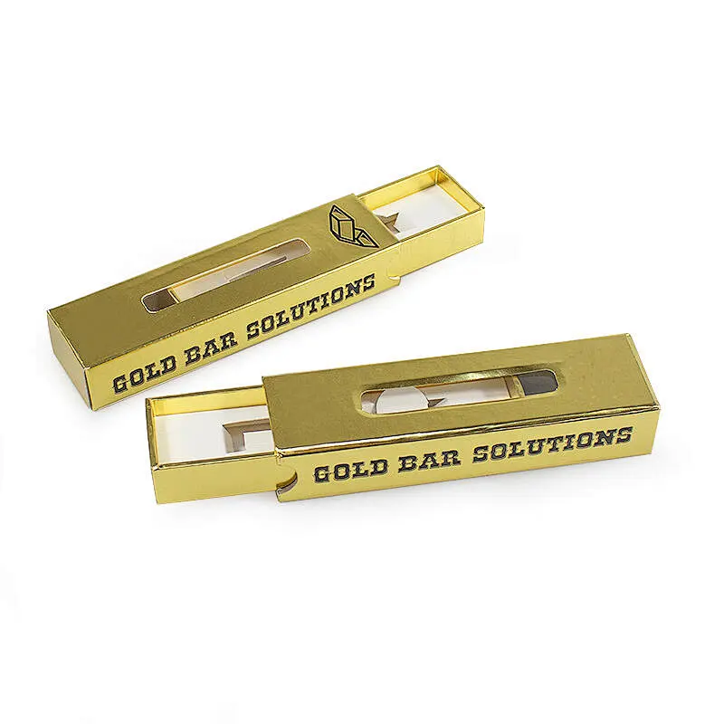 Customized gold bar vaping pen paper package drawer box with window and insert