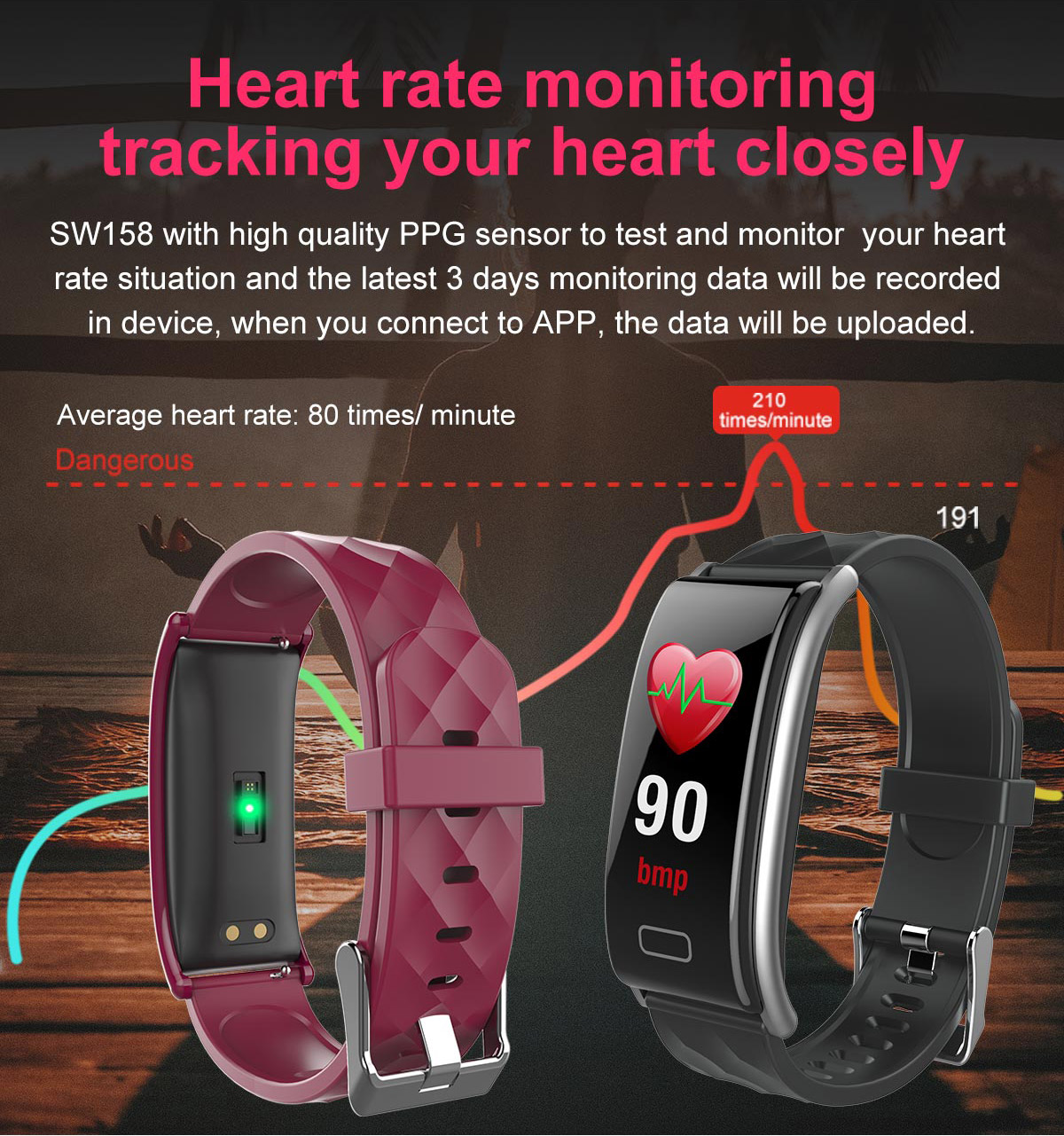 Waterproof Bluetooth Fitness Tracker for sale