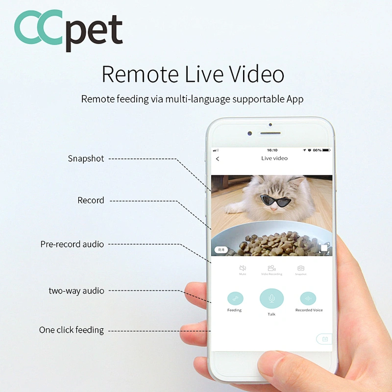 best selling pet products Cat Bowl Feeder with Wifi Camera app control 2L capacity