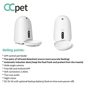 best selling pet products Cat Bowl Feeder with Wifi Camera app control 2L capacity
