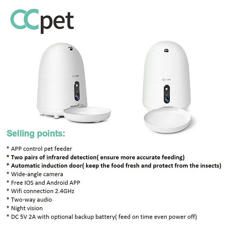 best selling pet products Cat Bowl Feeder with Wifi Camera app control 2L capacity