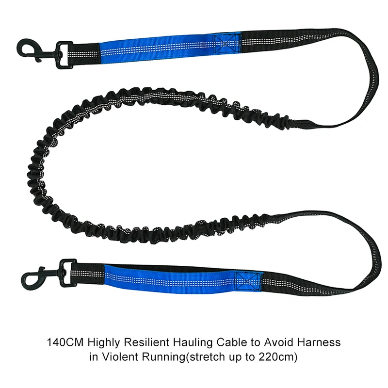 Retractable premium braided cotton rope reflective hands free dog collar leash
