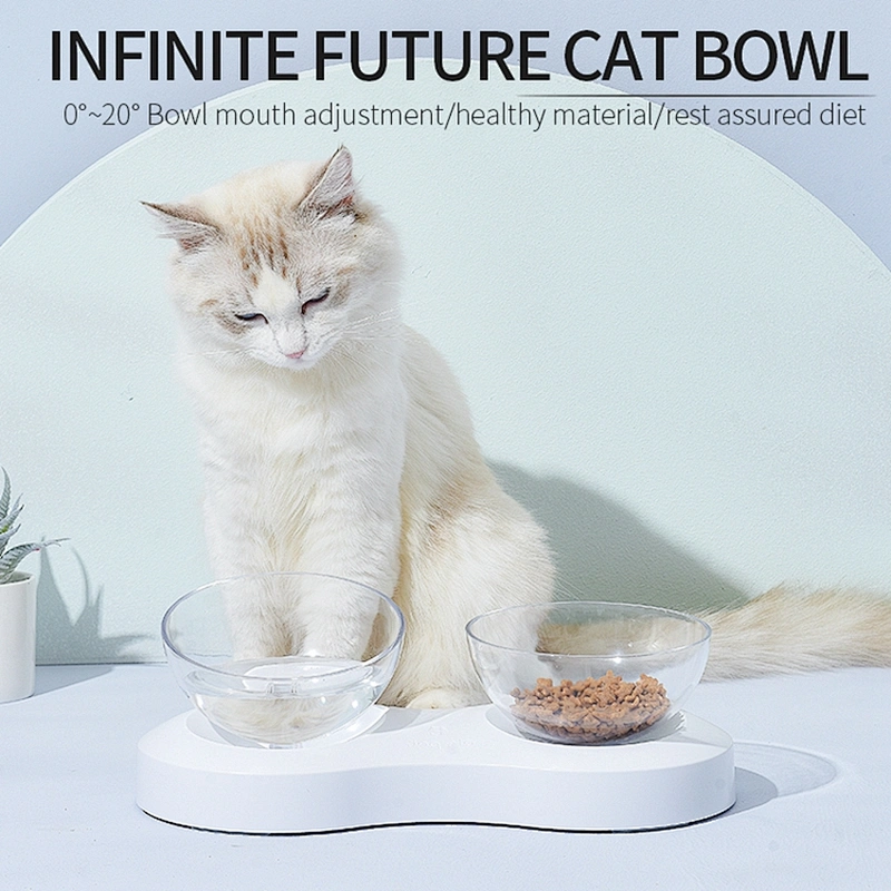 New Design Creative Cat Ear Shape Style Transparent Double Pet Dog Cat Bowls