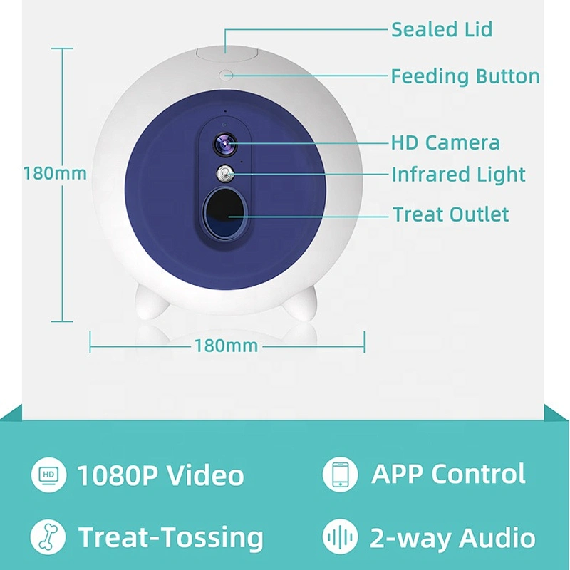 Professional Two-Way Audio App Control Wifi Smart Pet Food Feeder Dog Treat Dispenser Wide Angle Camera