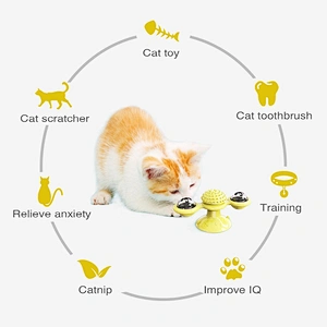 2020 Hot Sale Interactive Turntable Teasing Cat Toy With Led Ball And Catnip Ball