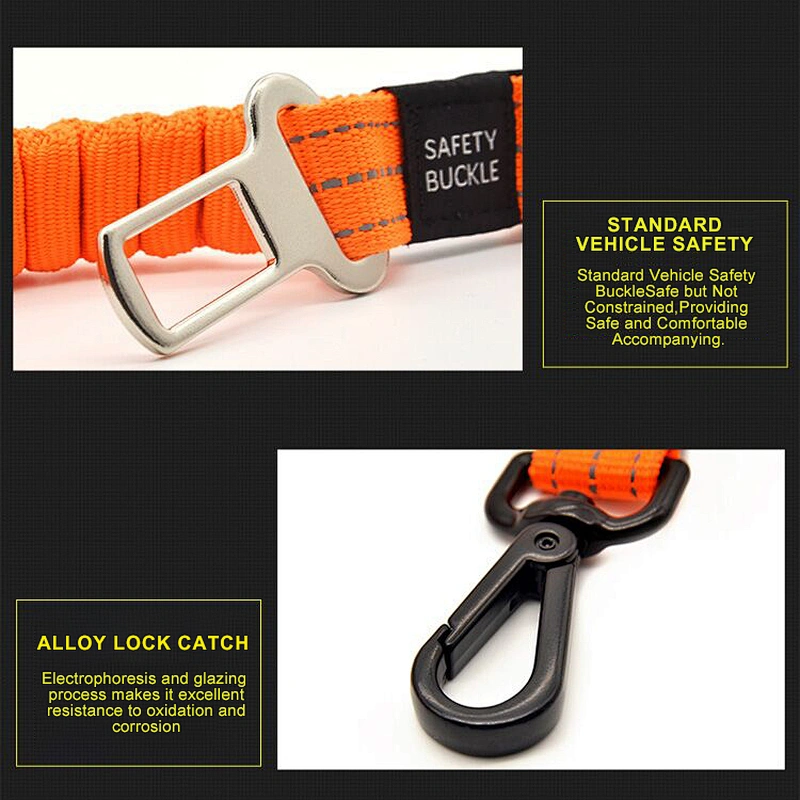 Multifunctional Elastic Lead Durable Reflective Nylon Bungee Car Seat Belt Safety Buckle Dog Leash