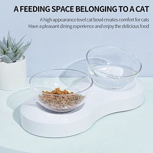 Cute Design Elevated Plastic Pet Cat Dog Water Food Snack Bowl Protect Cervical Spine
