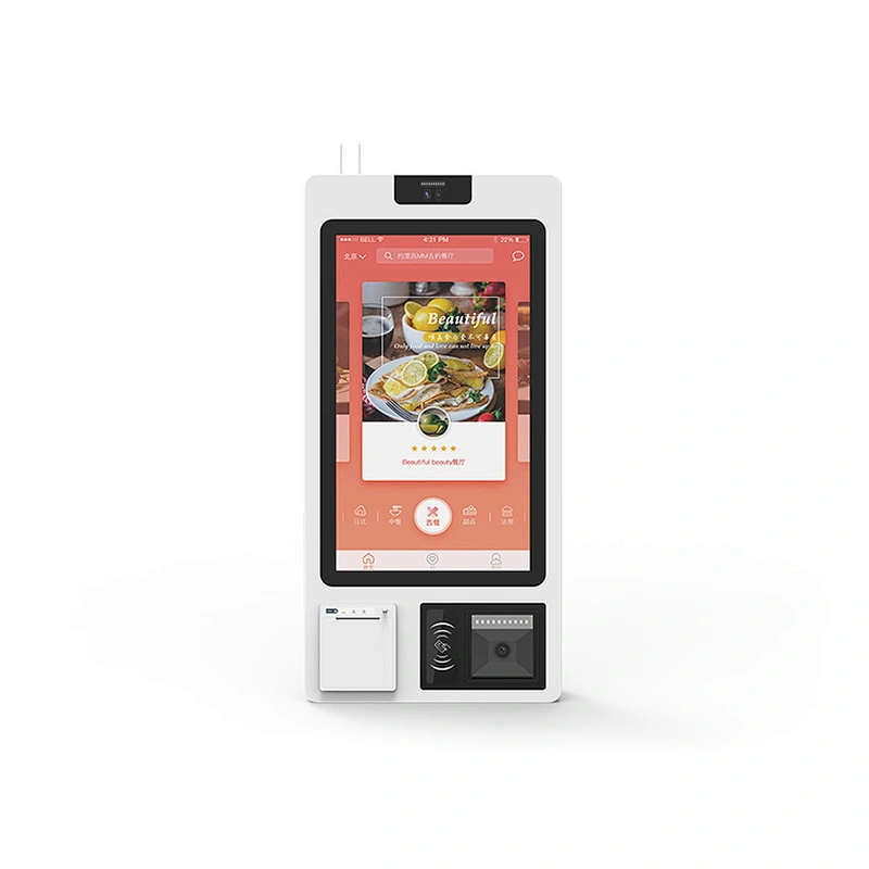 23.6 Inch Android Self Service Pos Visitor Kiosk With Built In Printer Scanner NFC