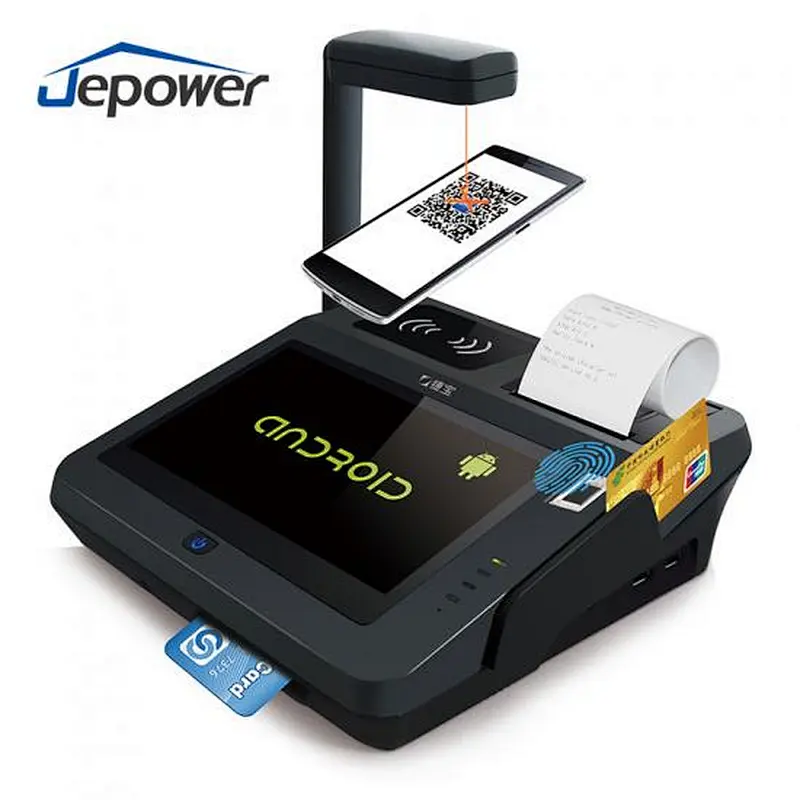 All In One Large Touch Screen Android POS Terminal With Printer And Barcode Scanner