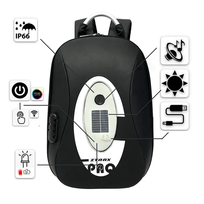 ZTARX Music&Light&Powe Bank Outdoor Waterproof Multifunction Packbag