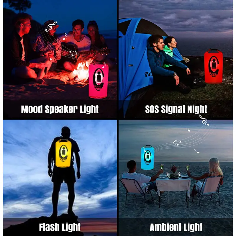Ztarx New Camping Equipment Emergency Survival Outdoor Waterproof Backpack with wireless speaker and lighting