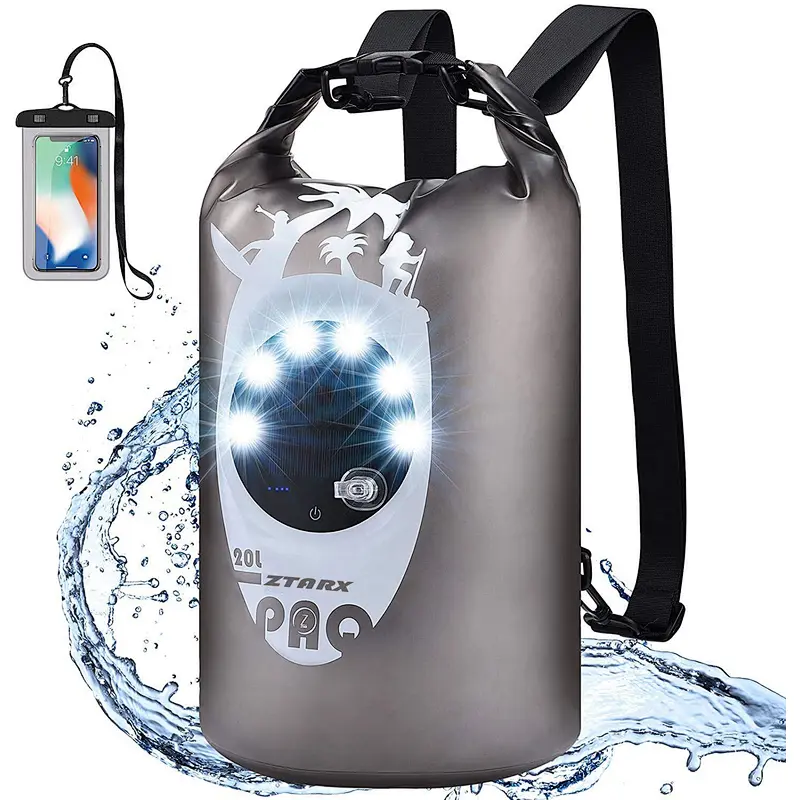Ztarx 2.0 Two-side led Waterproof Backpack Dry bag with Power Bank and lighting