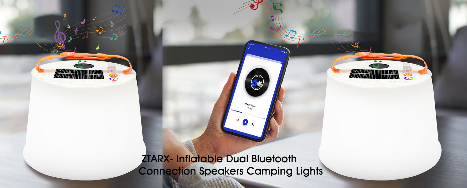 Ztarx Dual Bluetooth Speaker Inflatable Multifunctional Camping Light