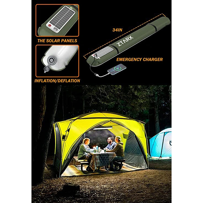 Ztarx Solar & USB Charging Built-in Battery Inflatable LED Tube Camping Light