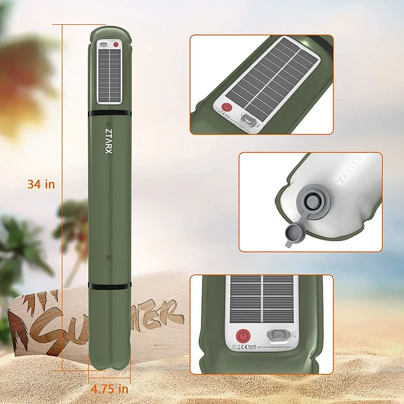 Ztarx Solar & USB Charging Built-in Battery Inflatable LED Tube Camping Light
