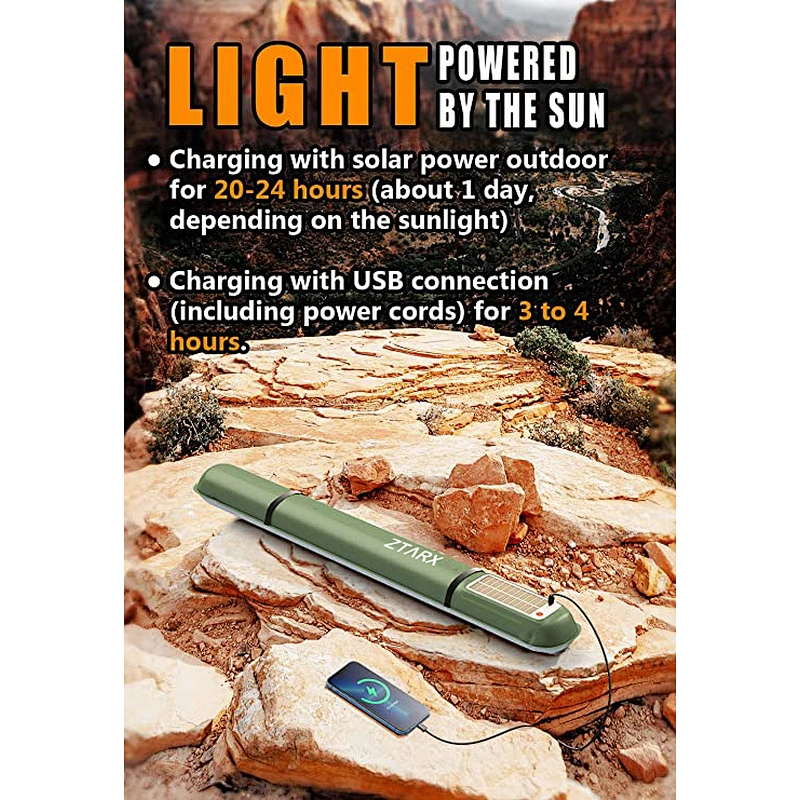 Ztarx Solar & USB Charging Built-in Battery Inflatable LED Tube Camping Light