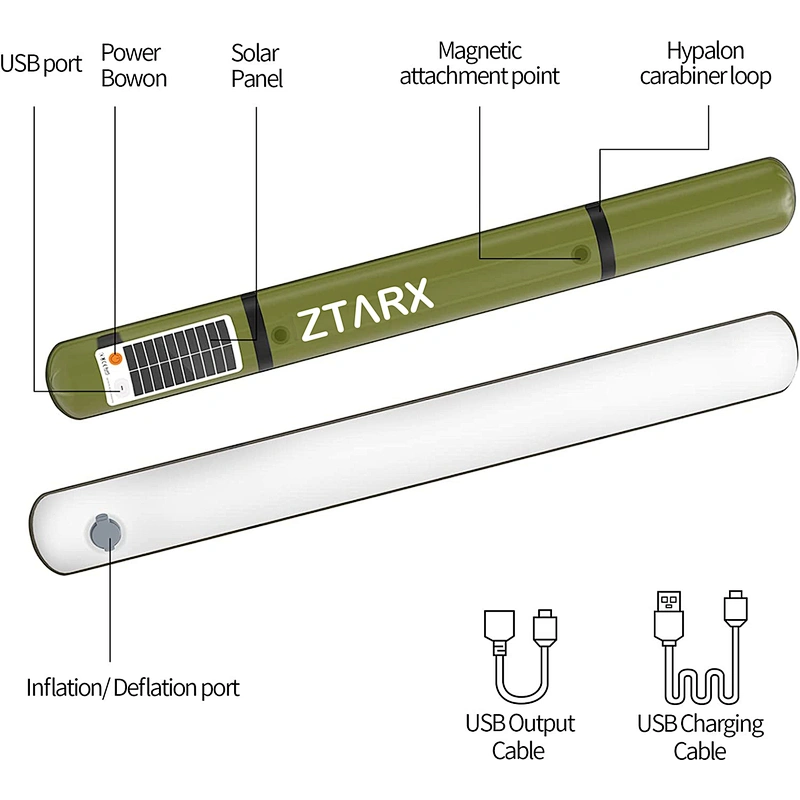ZTARX inflatable solar tube light camping lantern
