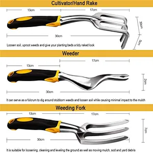 Garden Tool Set for Gardener - 5 PCS (Trowel, Transplanter, Cultivator, Weeder, Weeding Fork)