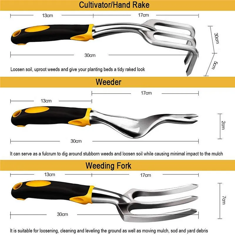 Garden Tool Set for Gardener - 5 PCS (Trowel, Transplanter, Cultivator, Weeder, Weeding Fork)