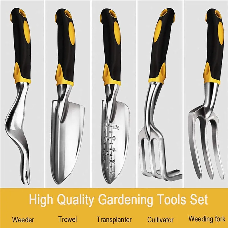 Garden Tool Set for Gardener - 5 PCS (Trowel, Transplanter, Cultivator, Weeder, Weeding Fork)