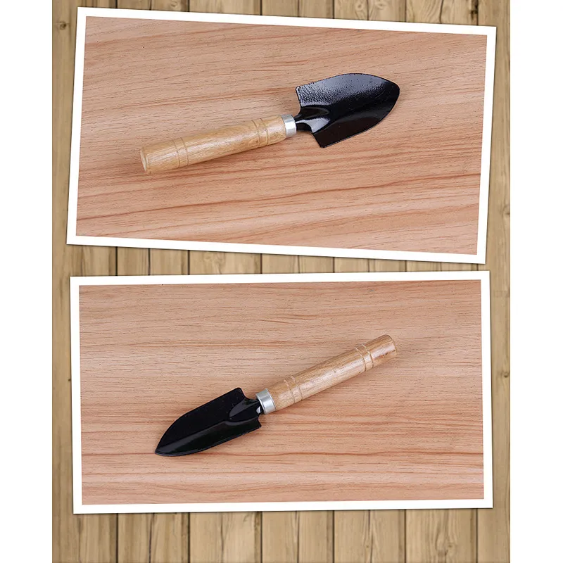 3 Piece Set Mini Garden Tool  for Outdoor Potted Flowers Iron Wood Black