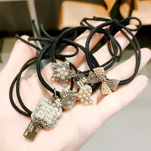 Korean version bow rhinestone rubber band kids accessories hair ties Wild lady hair accessories women
