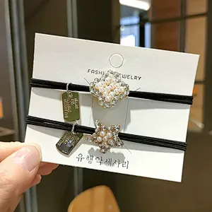 Korean version bow rhinestone rubber band kids accessories hair ties Wild lady hair accessories women