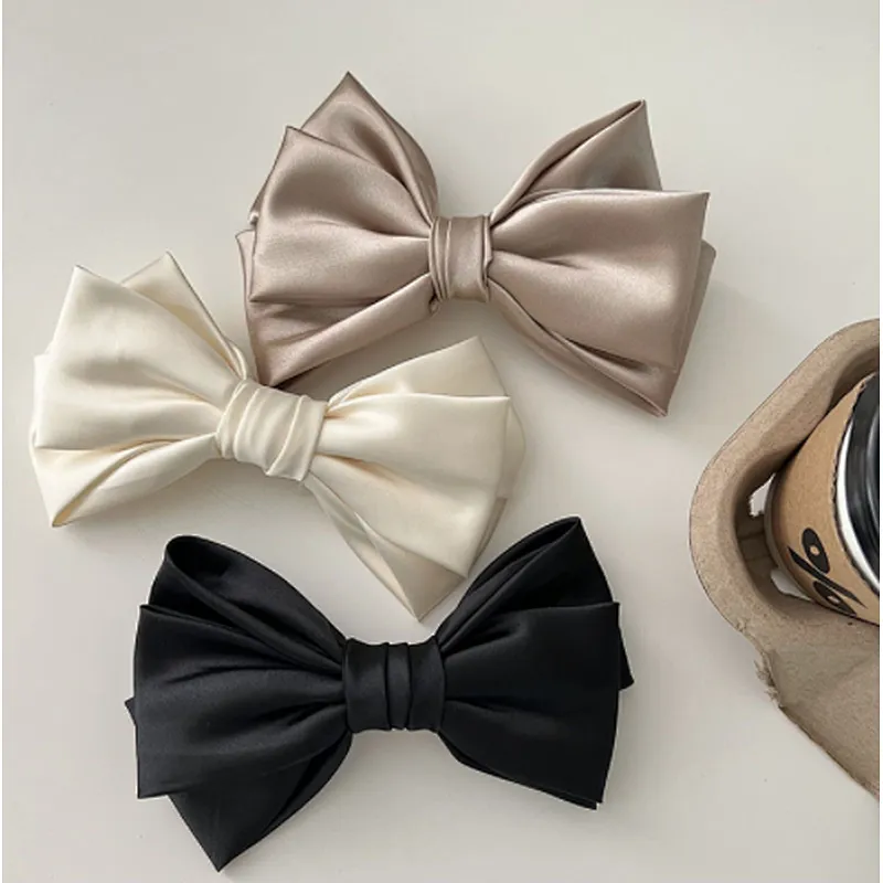 Red satin big butterfly texture all-match spring temperament wild  ponytail clip hair accessories