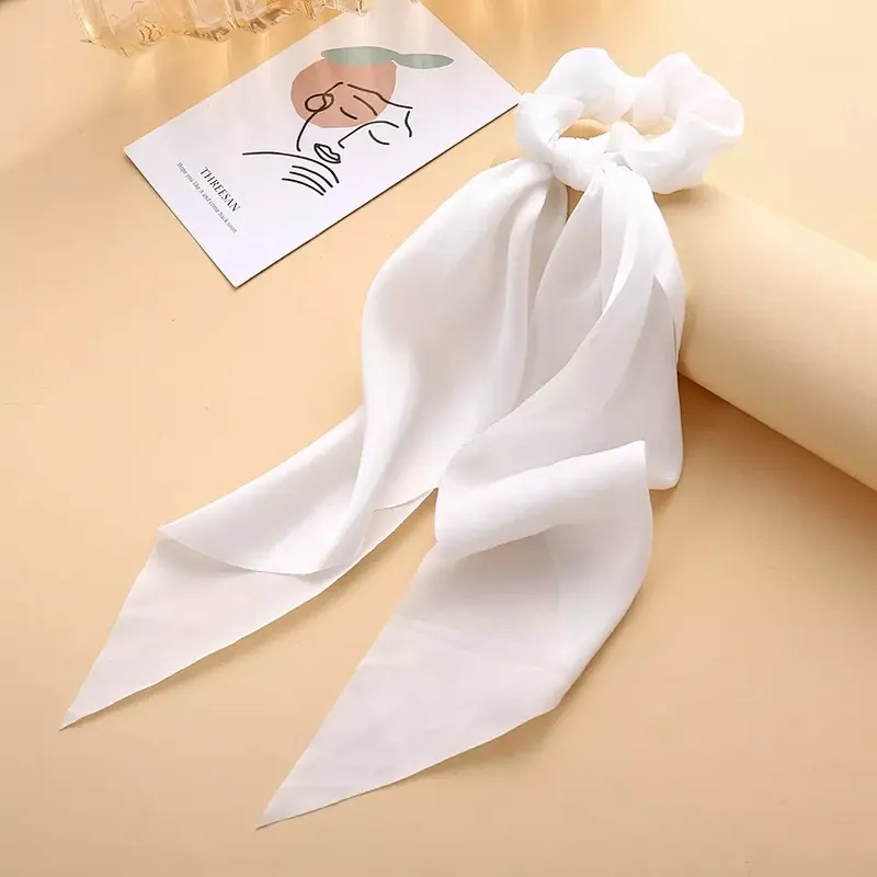 Fashion Bow-knot Girls Hair Scrunchies Women Elastic Hair Band Scarf Hair Rope Ties