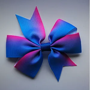 Hot selling printing gradient rainbow stripes fishtail bow hairpin children's hair accessories