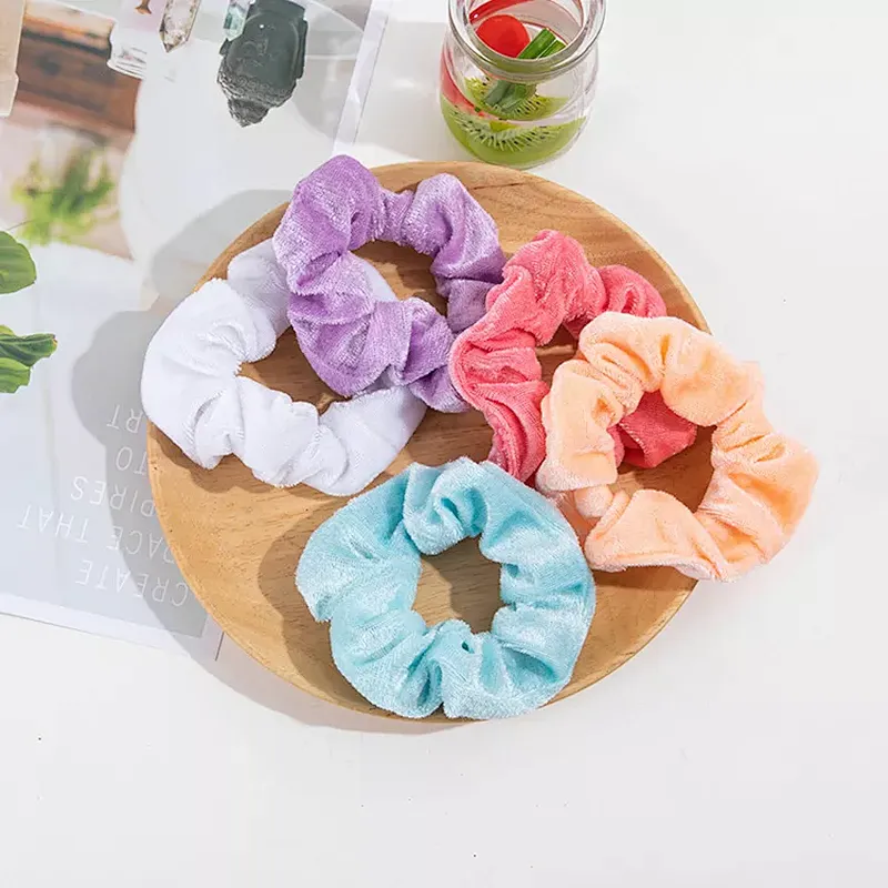 wholesale velvet hair scrunchies Solid color large intestine hair bands simple and versatile hair accessories