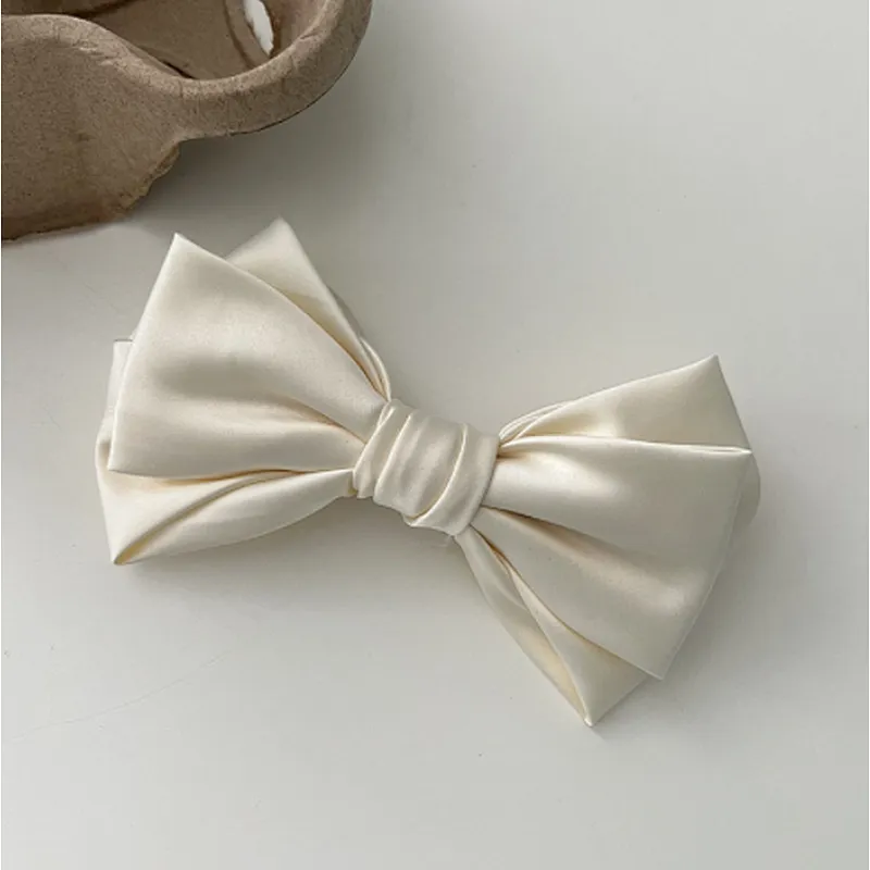 Red satin big butterfly texture all-match spring temperament wild  ponytail clip hair accessories