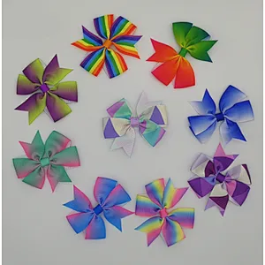 Hot selling printing gradient rainbow stripes fishtail bow hairpin children's hair accessories
