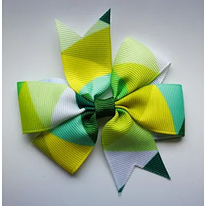 Hot selling printing gradient rainbow stripes fishtail bow hairpin children's hair accessories