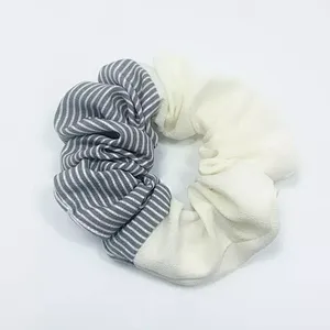 Hot Selling New Striped Plain Color Stitching Hair Ring Summer Chiffon Flower Forest Hair Accessories Scrunchies