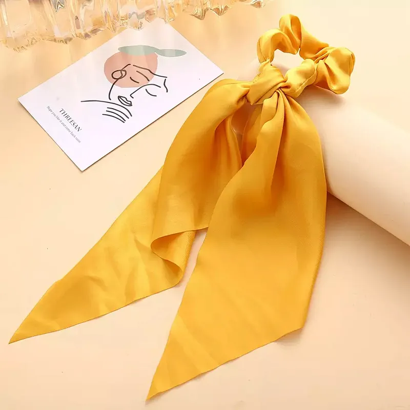 Fashion Bow-knot Girls Hair Scrunchies Women Elastic Hair Band Scarf Hair Rope Ties