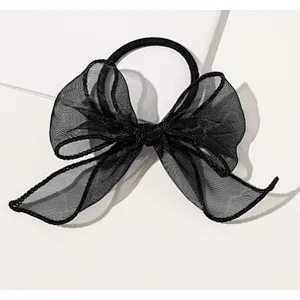 Dreamy hazy mesh bow  hair rope super fairy French  net red hair accessories