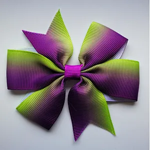 Hot selling printing gradient rainbow stripes fishtail bow hairpin children's hair accessories