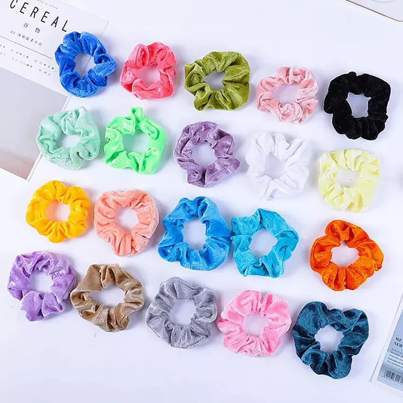 wholesale velvet hair scrunchies Solid color large intestine hair bands simple and versatile hair accessories