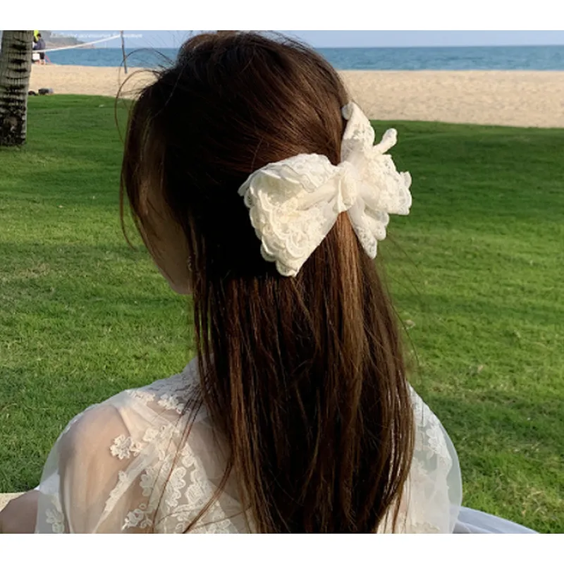 Gentle princess ~ super fairy big bow back head hair Carson fairy bangs clip headgear