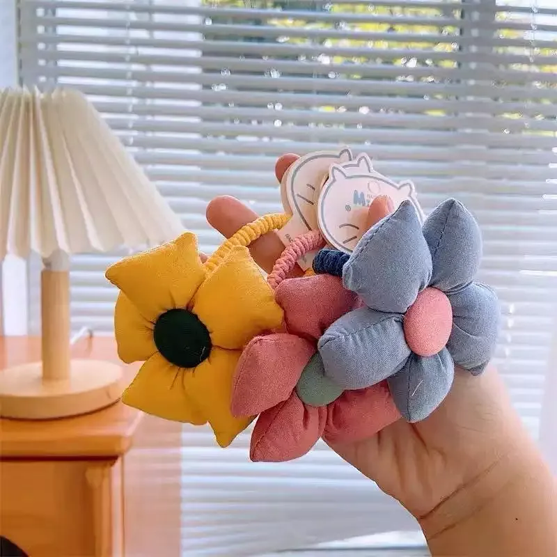Autumn And Winter New Fill Cotton Big Flower Hair Circle Lovely Ponytail Holder Children