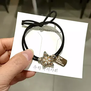 Korean version bow rhinestone rubber band kids accessories hair ties Wild lady hair accessories women