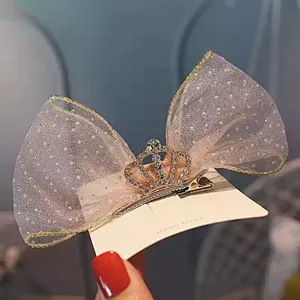 Chiffon Boutique Princess Crown Headbands Girls Pretty Tiara hair clips Queen Kids Hairpins