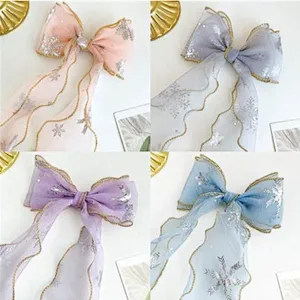 Ribbon bow children's ponytail ice and snow braided hair mesh hair clip love yarn princess hair accessories girls hair band