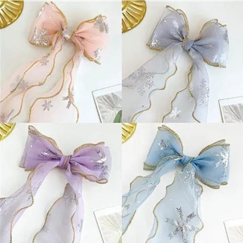 Ribbon bow children's ponytail ice and snow braided hair mesh hair clip love yarn princess hair accessories girls hair band
