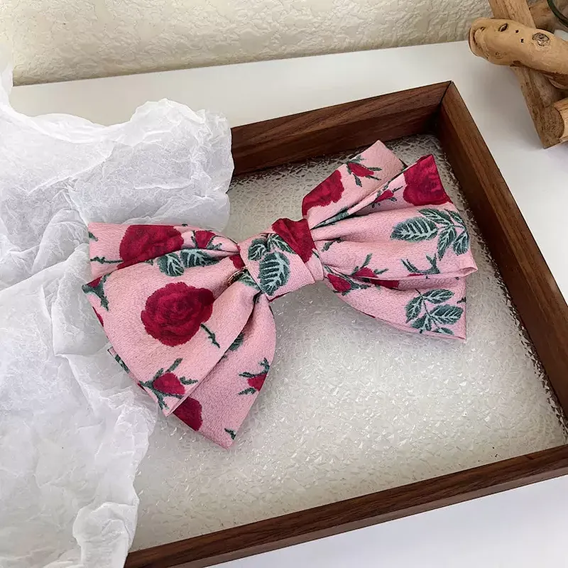 Autumn And Winter French Retro Fabric Rose Intestine Ring Scrunchies Bow French Barrtte Hair Accessories Headband Hairband