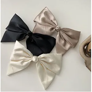 Red satin big butterfly texture all-match spring temperament wild  ponytail clip hair accessories